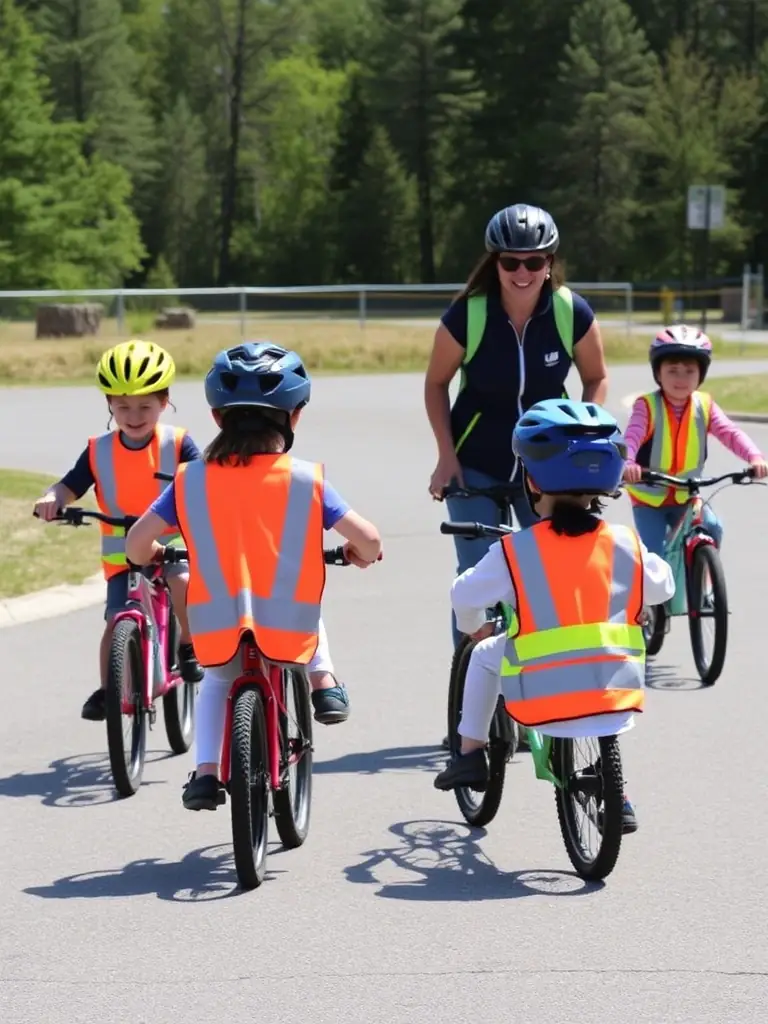 A group of children learning basic quad riding techniques in a safe, controlled environment, supervised by experienced instructors from LEYNHAC-MOTO-QUAD.